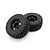 Two black RC monster truck tyres mounted on black multi-spoke rims against a clean white background.