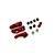 Kyosho aluminium servo saver kit in red with mounting hardware including nuts and bushings on a white background