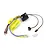 Kyosho electronic speed controller with attached power wires, motor leads, receiver plug, switch, and warning tag on a white background.