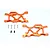 Two orange anodised aluminium rear lower suspension arms with metal screws on a plain white background.