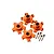 GPM orange anodized aluminium clawed wheel hex adapters with offset and mounting pins against a white background.