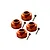 Four orange anodized aluminium wheel hexes with 6mm offset and corresponding steel pins arranged on a white background.