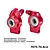 Two red anodized aluminium rear hubs with pre-installed ball bearings and L and R orientation markings.
