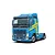 Completed Italeri 1/24 Volvo FH truck model painted blue with yellow Swedish cross graphics against a white background.