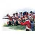 Detailed box art painting of 1/72 scale Highlander infantry figures in red coats and kilts holding muskets in a grassy field.