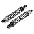 Two silver and black RC rear shock absorbers with coiled springs shown on a white background.