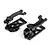 Two black molded plastic RC front suspension arm assemblies on a plain white background.