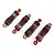 Set of four red and black RC shock absorbers arranged diagonally on a plain white background.