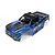 Maverick 1/18 AT1 painted RC truck body shell in blue and black with ATOM graphics against a white background.