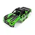 Maverick 1/18 AT1 painted green and black body shell with Atom and MVK graphics, shown against a white background.