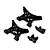 Maverick front and rear shock tower set with four black plastic parts laid out on a white background.