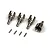 Four metal differential outdrive cups and four small pins arranged on a plain white background.