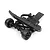 BlackZon wheelie bar set molded in black plastic featuring dual wheels and mounting bracket against a white background.