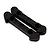 Two black plastic hinge pin holders with molded lettering FR and RF against a white background.