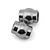 Two shiny silver metal link balls or pivot balls for RC suspension and steering on a plain white background.