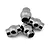 Four small metallic pivot balls grouped together against a plain white background.