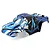 Pre-painted blue, black, and white graphic RC truck body shell for Maverick Quantum2 MT.