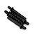 A set of four black plastic RC body mount posts featuring multiple adjustment holes on a clean white background.