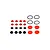 RGT shock rebuild set containing various red and black rubber o-rings and seals arranged on a white background.