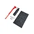 Axial Jeep JT bed accessories including a flat black plate, red jack tool, black canister accessory, and small mounting screws on a white background.