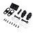 Axial Jeep JT scale taillights, license plate, clear lenses, and mounting hardware set laid out on white.