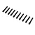 Ten black threaded grub pins or set screws arranged diagonally on a clean white background.