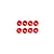 Eight red tapered washers or gaskets arranged in two rows of four on a plain white background.