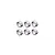 Studio product view of six silver metal spacers arranged in two rows of three against a white background.