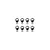 Set of eight silver metal pivot balls with threaded shafts arranged in two rows on a plain white background.