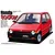 Packaging illustration of a red Honda Today G model car against a white background with specifications text.