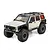 Studio product photo of the white Axial SCX10 III Jeep Cherokee XJ 1/10 scale 4WD electric RC rock crawler.