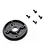 A black plastic RC helicopter tail pulley gear shown alongside four small metal socket head screws against a white background.