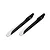Two black and white carbon fibre main rotor helicopter blades with mounting holes against a white background.