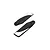 Two black and white RC helicopter tail rotor blades laid flat against a clean white background.