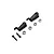 Blade RC helicopter tail rotor grip set including two black plastic grips, four metal bearings, and two screws.