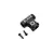 Blade black main rotor headblock with white logo text and two mounting screws on a white background.