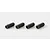 Four black threaded grub screws with hex socket drives arranged in a line on a plain white background.