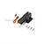E-Flite 90-degree main gear retract unit with attached servo wires and four mounting screws on a white background.