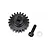Losi steel 21-tooth pinion gear with integrated hub, mounting screw, and flat washer on white background.