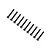 Ten dark metal cap head screws arranged in a diagonal line against a plain white background.