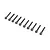 Ten dark metal cap head socket screws arranged in a diagonal row on a white background.