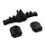 Hobby Plus V2 rear portal axle housing components in black plastic on a plain white background.