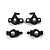 BlackZon steering hubs and hub carriers set consisting of four black molded plastic RC car components on a white background.