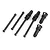 Studio product shot of six black RC car driveshaft components arranged on a plain white background.