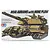 Box art for Tamiya 1/35 scale M1A1 Abrams tank model kit with mine plow, featuring an illustration of the tank and two crew members.