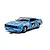 Scalextric 1/32 blue Ford XC Falcon slot car featuring 1977 Bathurst livery with race number 4, positioned on a track section against a white background.