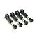 Four black WPL RC shock absorbers laid out on a clean white background.