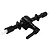 WPL RC black plastic rear axle assembly with a differential housing and drive shaft connector against a white background.