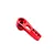 Red anodized metal servo horn viewed from above against a plain white background.