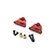 MN Model red metal shock mounts with mounting hardware including screws and brass bushings on a white background.